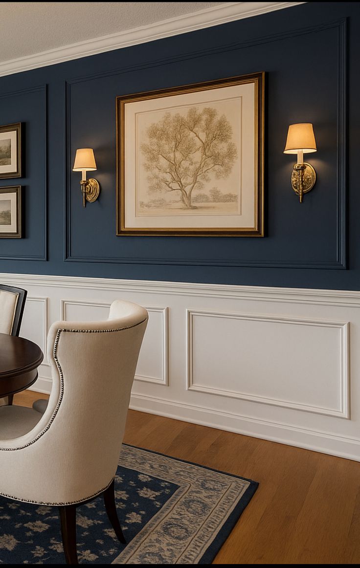 Interior wall panel feature with wainscoting